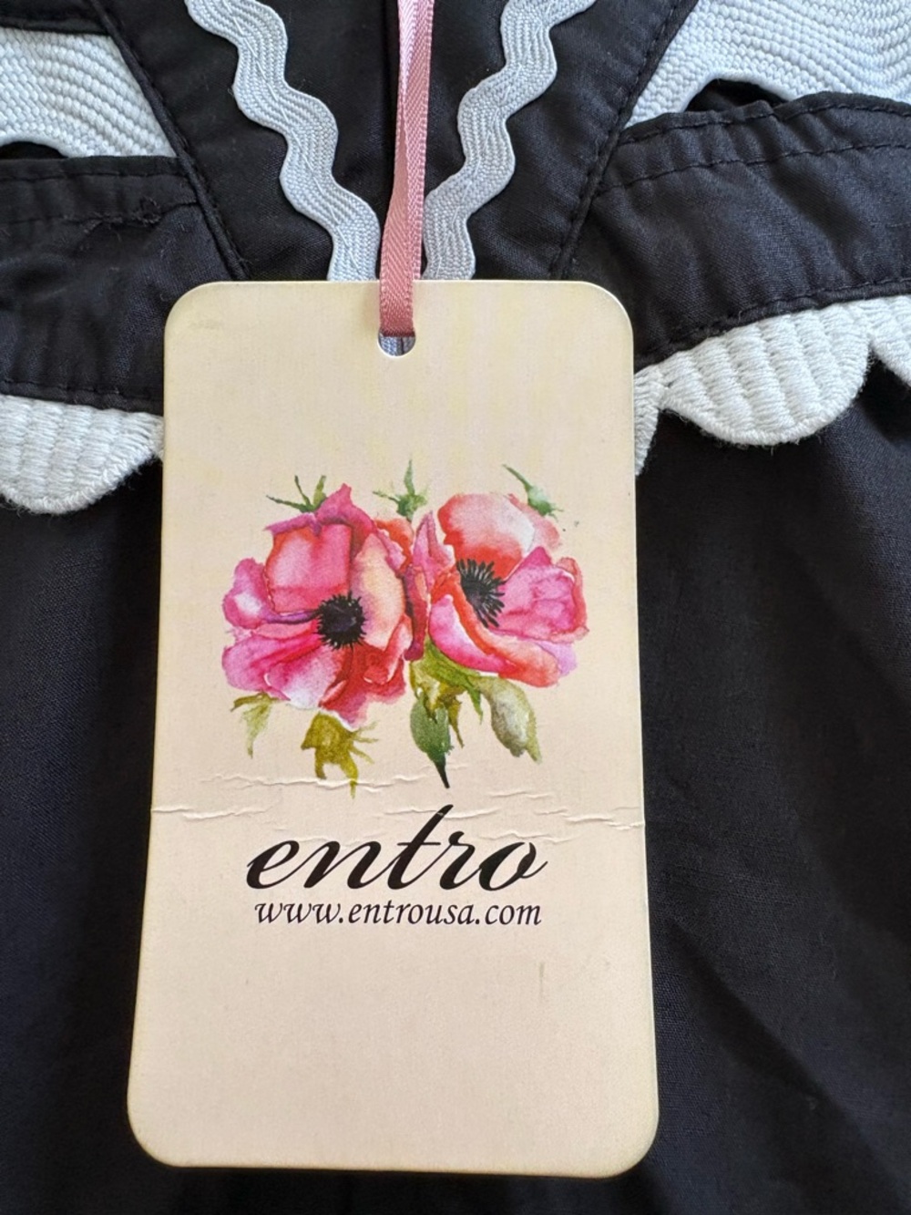 ENTRO Ric Rac Ruffle Mini Dress Black White Size Large NWT - Picture 9 of 15